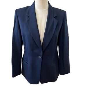 Pendleton Ladies Tailored Wool Blazer Navy Blue 8